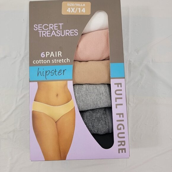 Secret Treasures Women’s Cotton Stretch 6 Pack Hipster Panties – Size 4X NEW - Picture 11 of 13